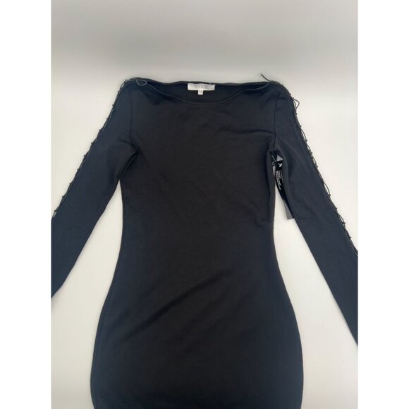 NEW Wyldr Black Off-The-Shoulder Lace Me Up Bodycon Longsleeve Dress - Picture 8 of 14